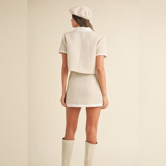 999. SARA SEQUIN TWEED RHINESTONE SKIRT/TOP SET - Picture 5 of 9